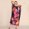 Long Kaftan Bohemian Printed Bikini Cover-ups Sexy V-neck Half Sleeve Maxi Dress Tunic Women Beach Wear Swim Suit Cover Up Q1333