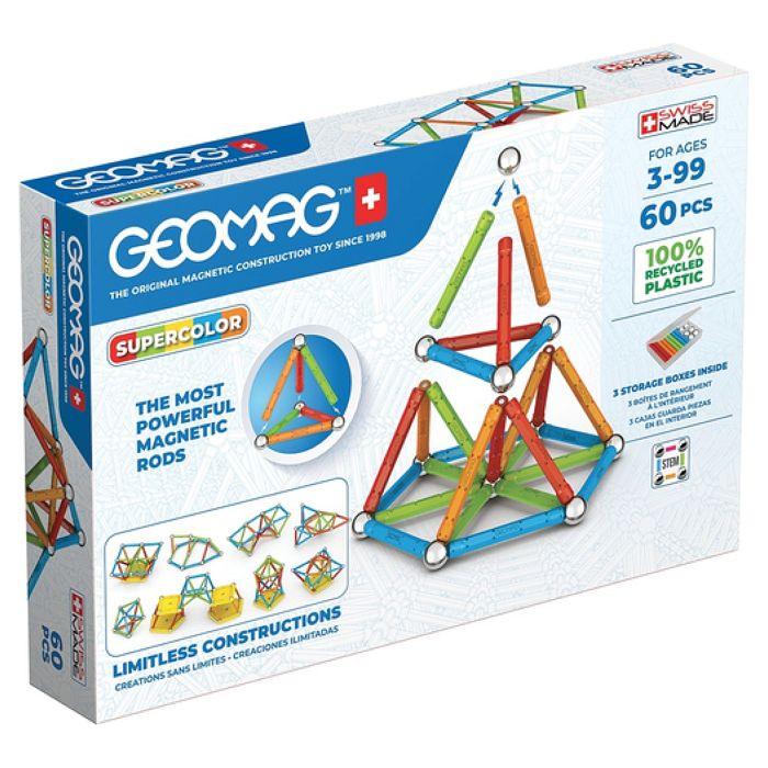 Magnetisches Konstruktionsspielzeug - GEOMAG - Supercolor Recycled 60 Teile - Kreativität - Magnetismus - Umweltfreundlich