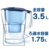 BRITA Aluna XL Water Filter, Blue, 1.75L Filtered Water Capacity, 3.5L Total Capacity, Includes One Maxtra Plus Cartridge [Official Japanese Product]