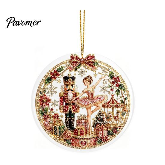 Office Holiday Decorations Christmas Acrylic Hanging Ornament, 2D Flat Double Side Printed Ornaments Santa Snowman Pendant for Tree Window,