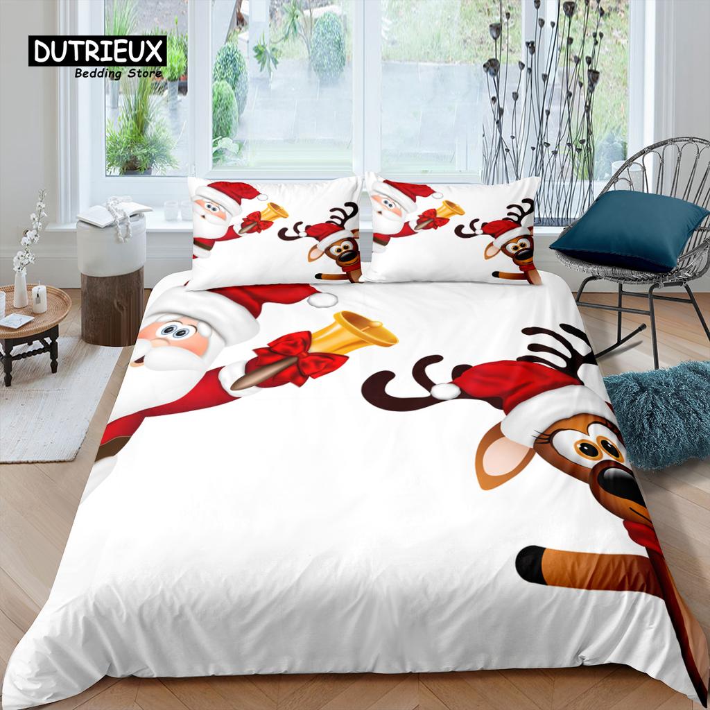 Home Living Luxury Santa Claus Bedding Set Christmas Duvet Cover Set Pillowcase Kids Bedding Set Queen and King EU/US/AU/UK Size