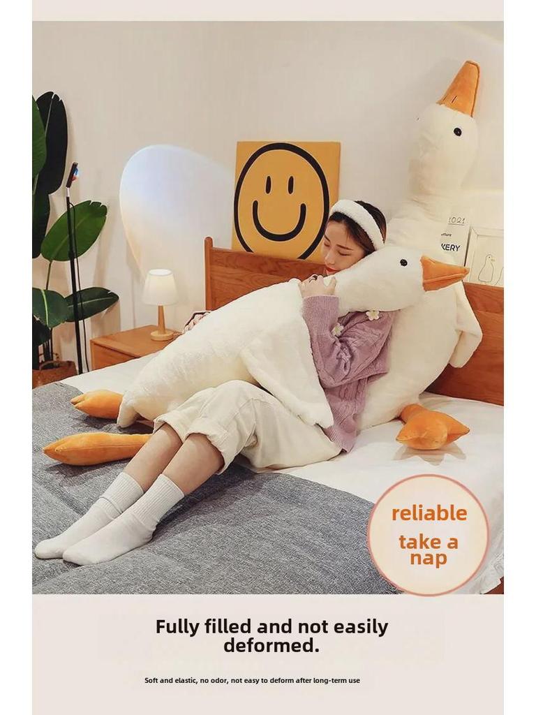 Big White Goose Plush Toy - Cute Sleep Pillow for Girls