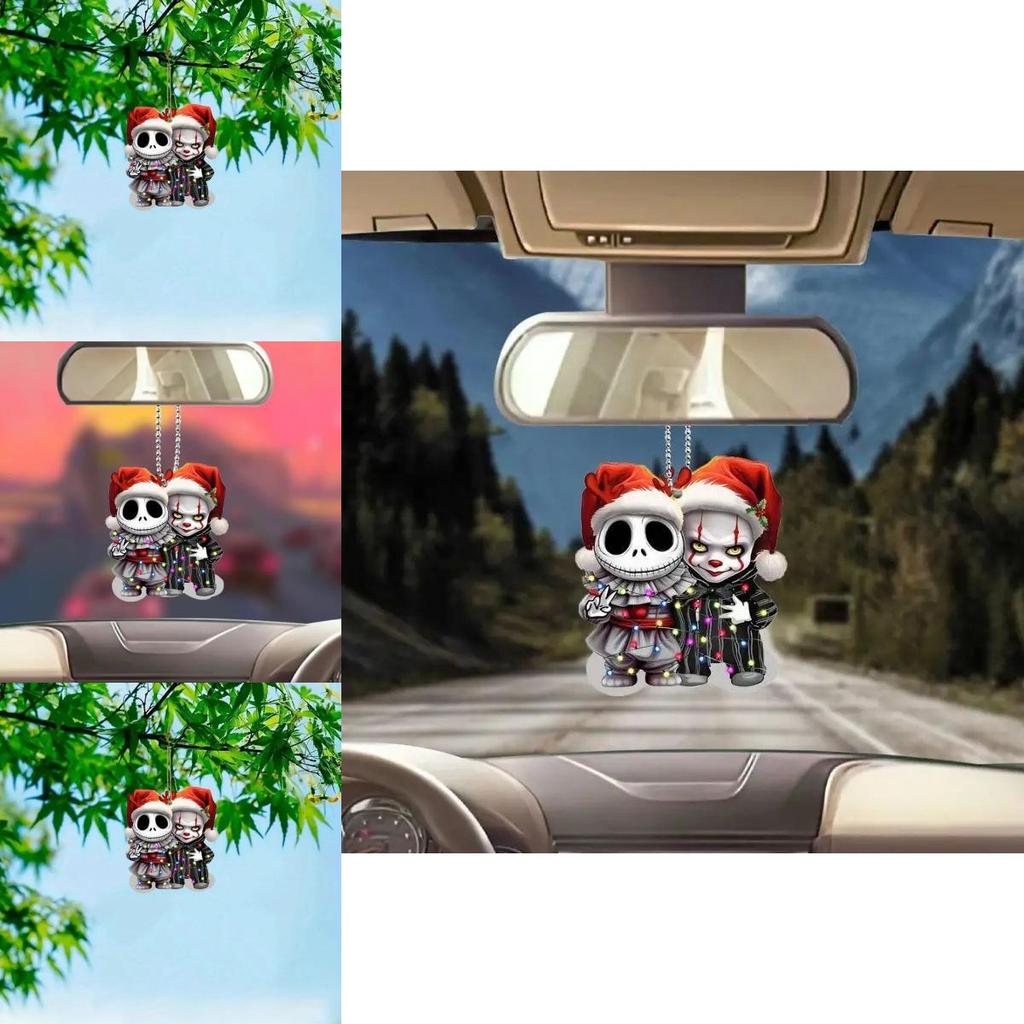 Car Decor Acrylic Halloween It Clown Pendant With Cartoon Design For Vehicle Interior Accessories