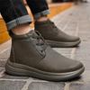 Męskie botki do kostki, wysokiej jakości skórzane botki z bydlęcej skóry, sznurowane oksfordki, modne casualowe buty high-top, klasyczne skórzane buty biznesowe