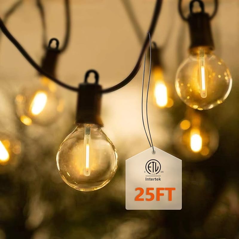 ZOTOYI Outdoor String Lights 50FT, LED Patio Lights with 27 Plastic G40 Bulbs(2 Spare), Waterproof IP65 Edison Globe String Lights for Outside, Cafe,