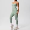European & American Tight-Fit Brushed Yoga Vest Two-Piece Set for Women: Sports, Casual, Outdoor Running & Fitness