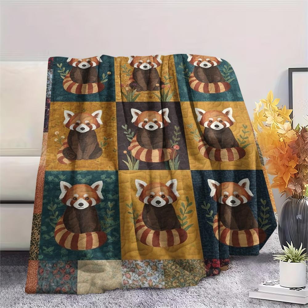 1Pc Patchwork Animal Print Flannel Blanket, High quality Comfortable for All Seasons, Home Decor, Warmth and Comfort, Perfect for Christmas Gifts60