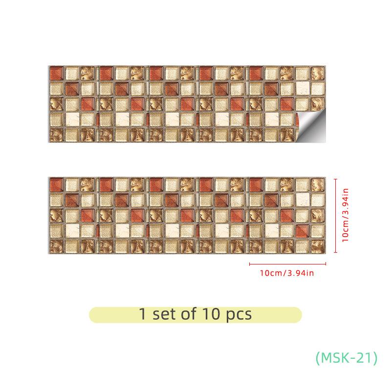 

Mosaic Tile Sticker Bright Crystal Film Bathroom Waterproof Light Film Wall Sticker 10 * 10Cm crystal film 10 pieces
