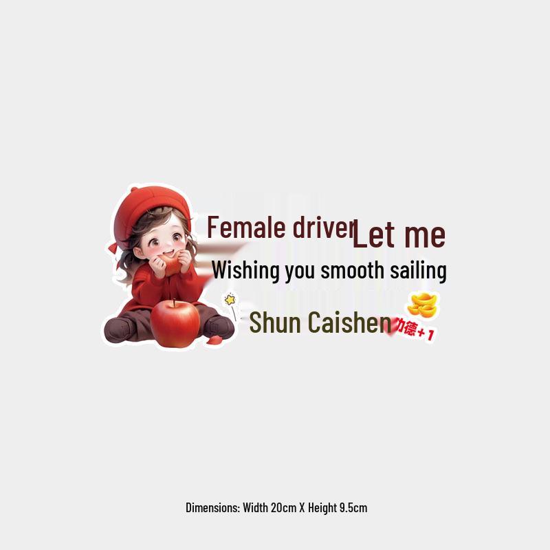 Funny 'Let Me Pass' Cartoon Car Sticker for Female Drivers - Reflective Decorative Rear Window Decal