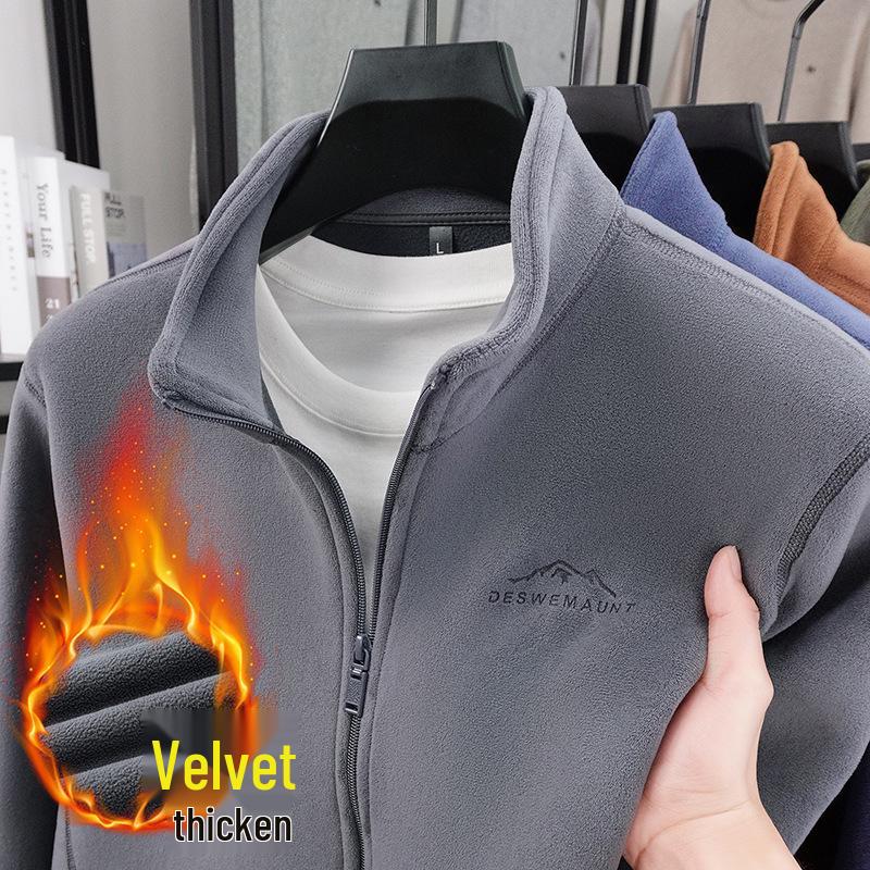 Thickened Double-Sided Coral Fleece Jacket Hoodie – New Autumn/Winter Warm Stand Collar Cardigan with Zipper