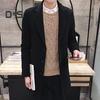 Men Fall Winter Coat Solid Color Lapel Mid Length Long Sleeve Cardigan Single Breasted Anti Wrinkle Business Formal Style Coat