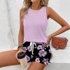 Plus Size Solid Color Sleeveless Cami Vest Top & Shorts Set, Women's Summer Loose Casual Two Piece Outfit, Simple Versatile Loungewear