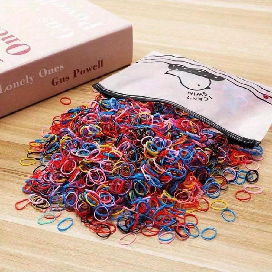 1000PCS/ Pack Fashionable Colored Disposable Elastic Hair Ties, Headbands, Hair Accessories, Suitable For Girls Gift, Women, Party Hair Accessories