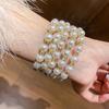 European-American Vintage Pearl & Diamond Open Bangle: Luxurious, Versatile Court-Style Bracelet