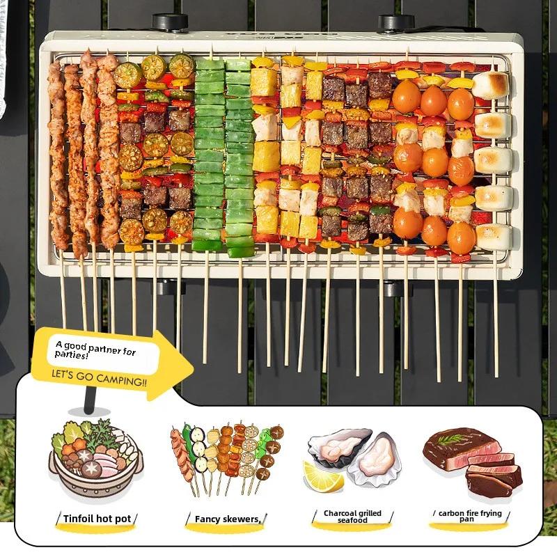 New Small Household Outdoor Barbecue Grill with Mesh Folding Portable Barbecue Grill Suitable for Family Gatherings and Parties