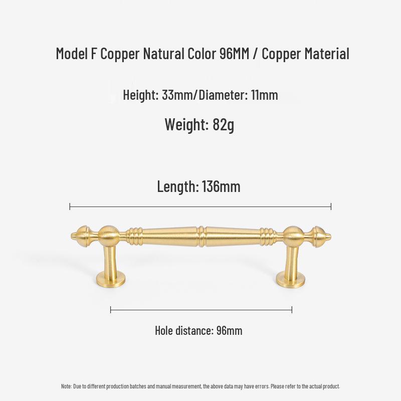 French Light Luxury Gold Brass Drawer Pull Handle