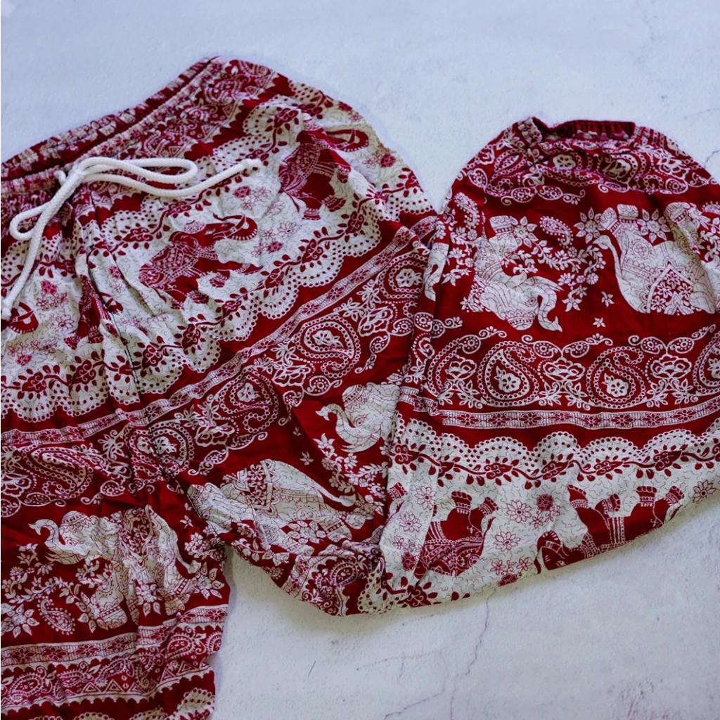 Elefant Jumpsbukser Justerbar Elastisk Midjebånd Stropp Unisex Kvinner Menn Trykk Thailand Casual Streetwear Strand Sommer Boho Bohemsk Retro Vintage