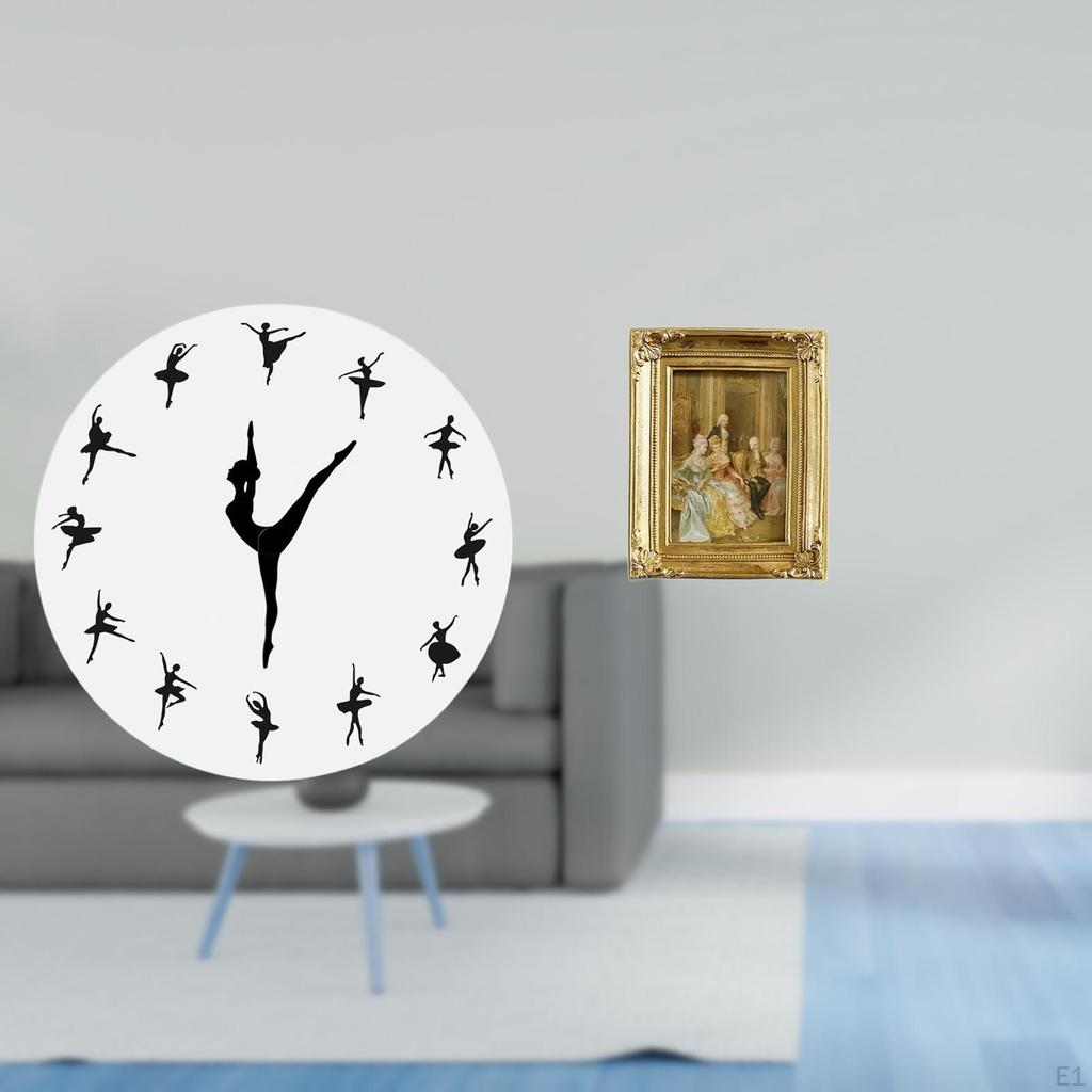 Ballet Dancing Girl Wall Clock with Resin Photo Frame Card Display Holder Silent Mute And