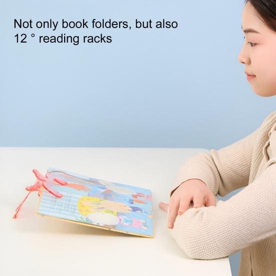 Pince à livre transparente en plastique, support de page de livre, pinces multifonctions, accessoires de lecture pour marque-pages