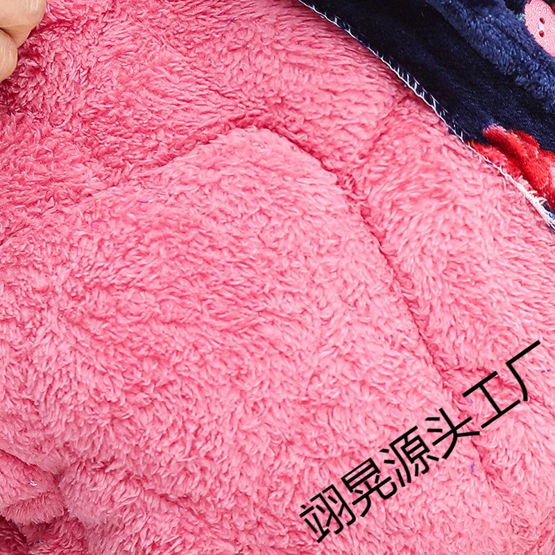 Homewear women's three-layer thickened pajamas winter clothing velvet padded set