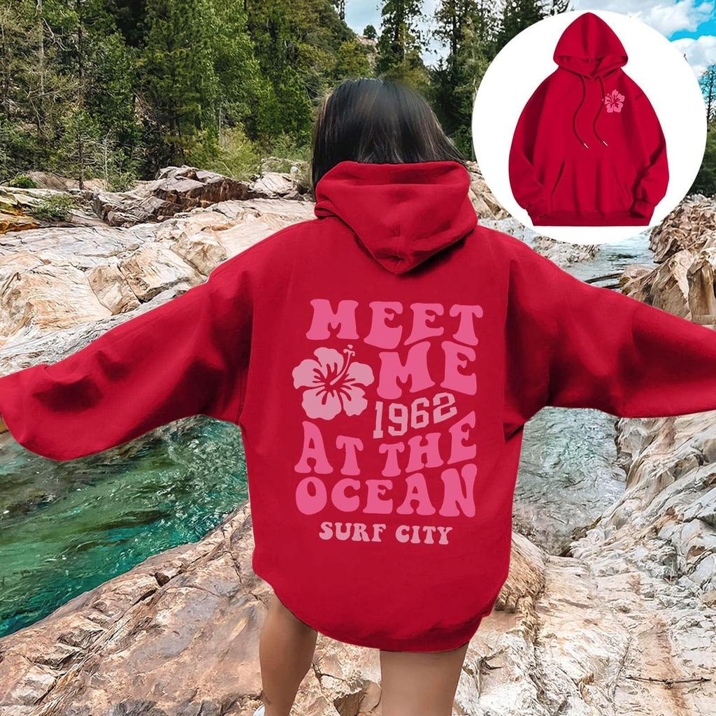 European Size Women's Plus Velvet Casual Hoodie with Trendy Letter Print and Drop Shoulder Design