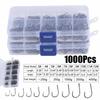 1600Pcs/1 Box Fishing Hooks Carbon Steel Strong Sharp Silver Circle Fishhook 3 #-12 #Jig Barbed Pesca Portable Lure Bait Tackle