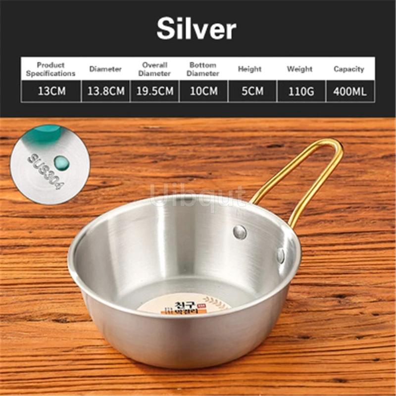 Rice Golden Bowls with Handle Wine Bowl Cooking Basin Seasoning Bowl Noodle Bowl Korean 304 Stainless Steel Rice Wine Bowls