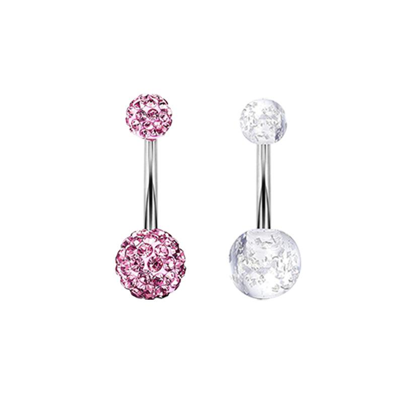 European And American New Combination Flashes Navel Nails Soft Pottery Ball Belly Button 10 -In -One Stainless Steel Puncture Jewelry