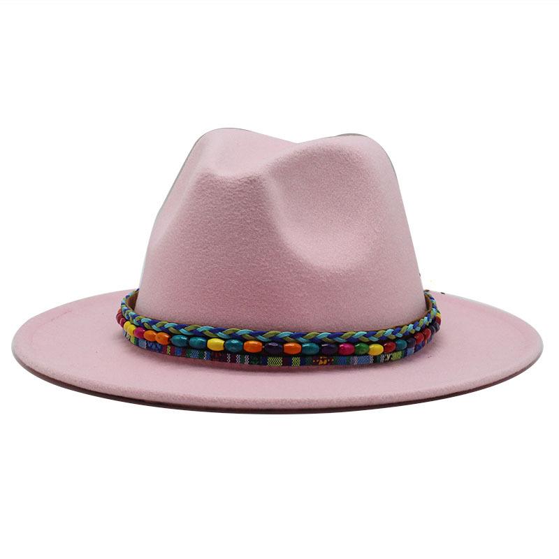 Woolen Jazz Top Hat Women'S Minority Style Retro Flat-Brimmed Big Eaves Hat