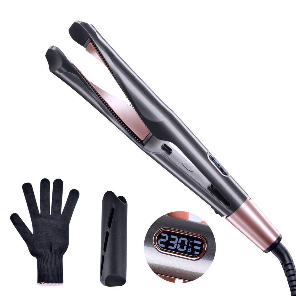 2 In 1 Hair Straightener And Curler Tourmaline Ceramic Twisted Flat Iron Straightening And Curling With LCD For Hair Styling