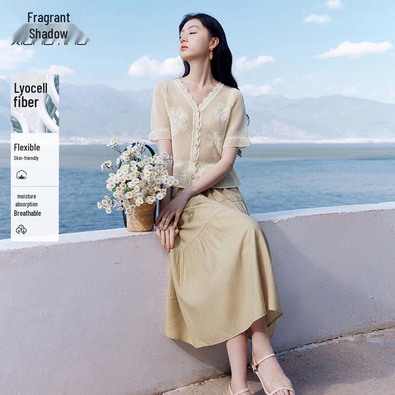 Xiangying Women s Hollow V-Neck Knit Cardigan S