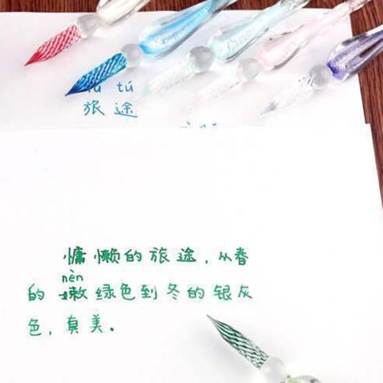 Ink Pen Easy Clean Writing Bright Color Student Gift Glass Pen