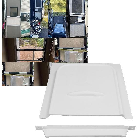 Aramox White RV Screen Door Slider, Prevents Debris, Great Ventilation, Easy Install, Fashionable Design, 12x12 inch Panel, Fits RV Trailer Motor