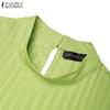 ZANZEA Women Summer Stand Neck Casual Sleeveless Short Dress