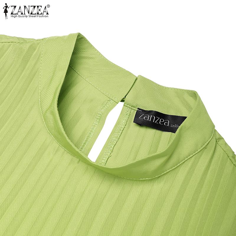 ZANZEA Women Summer Stand Neck Casual Sleeveless Short Dress