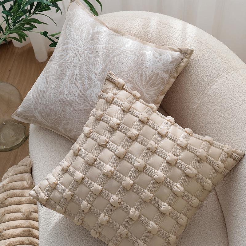 French Cream Style Pillow Case, Milk Coffee Color Pillow, Sofa Cushion, Hotel Model Room Bay Window Decoration Cushion