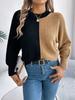 Women's Fashion Casual Loose Contrast Raglan Sleeve Sweater Long Sleeve Pullover Top