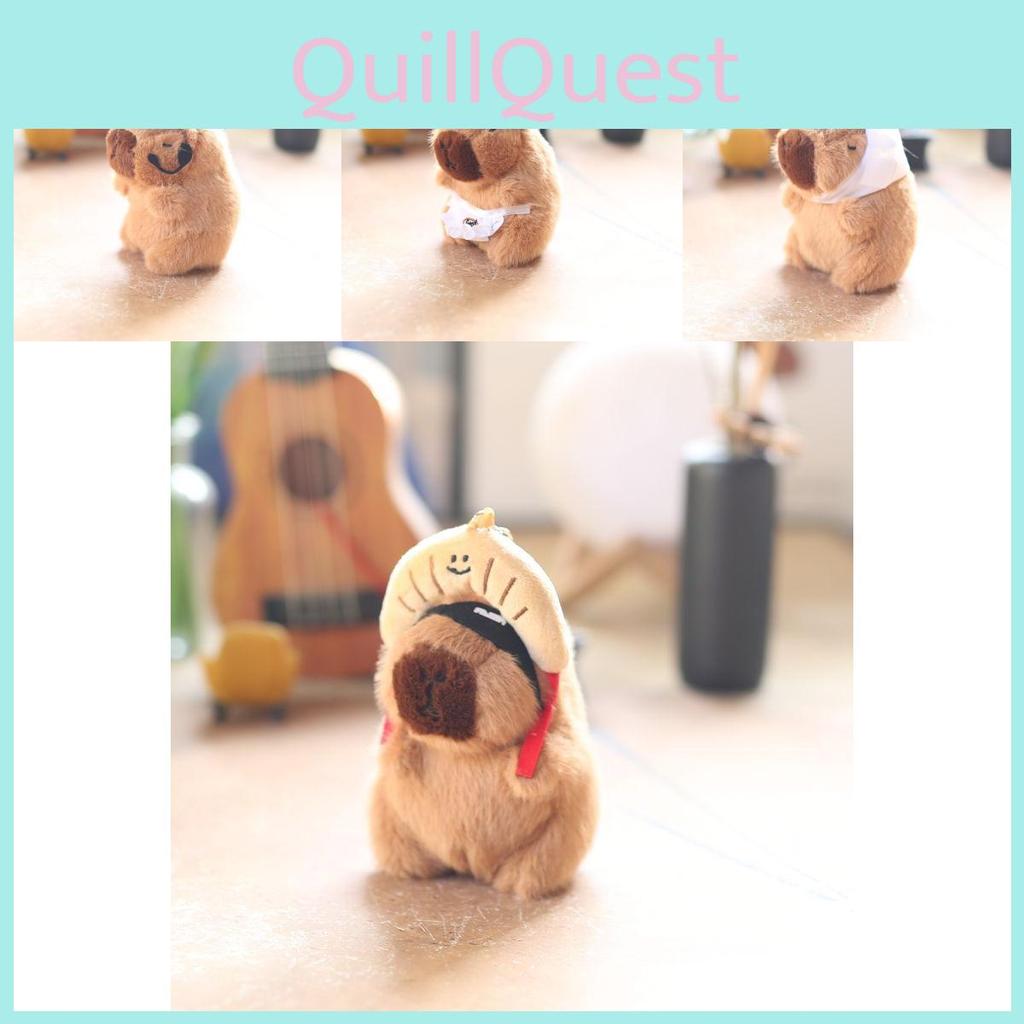 Charming White Capybara Plush Toy Soft Key Ring Cute Decorative Keychain Doll