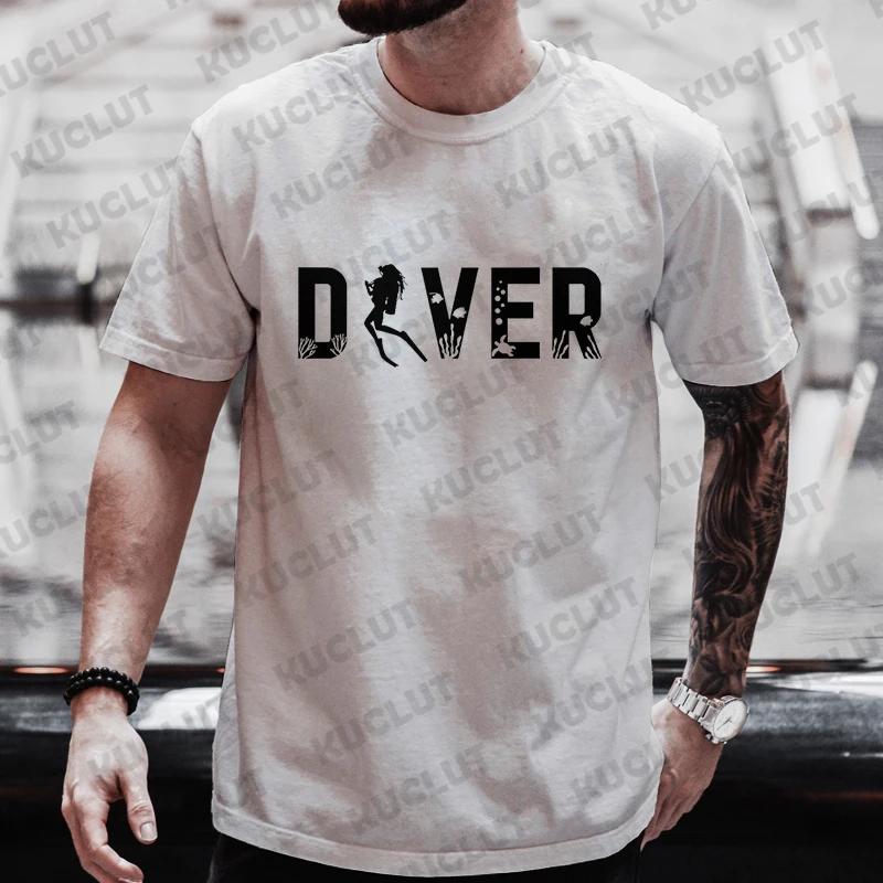Diver 200 Bar Funny T Shirts Men Summer Harajuku Shirts Short Sleeve Streetwear Tops Oversized Clothing Scuba Diving Men Clothes