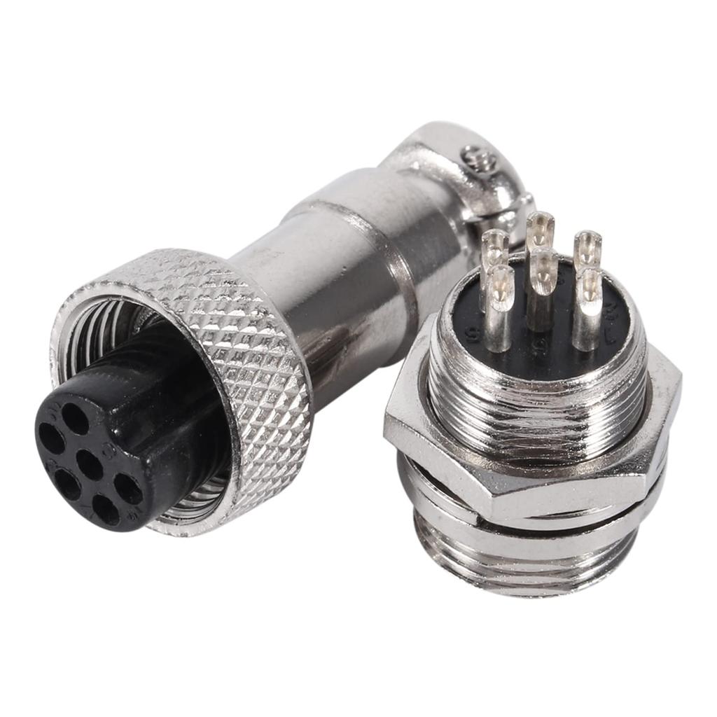10 Sets GX12 6-Pin 12mm Plug M FEM Socket Connectors Zinc Low Voltage M FEM Connectors with Metal Socket Plugs for Various Applications
