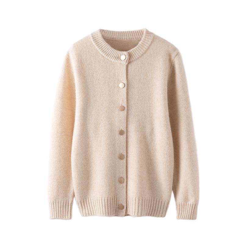 New Unisex Children's Thick Wool Cardigan - Solid Color, Comfortable Flat Knit Sweater for Autumn & Winter