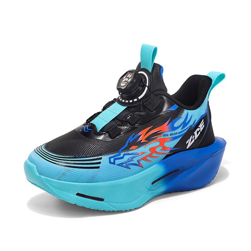 Boys' Lightweight Leather Non-Slip Rotary Buckle Casual Running Shoes