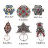 2PCs Ethnic Bohemia Pendants Antique Silver Color Enamel Flower Round Charms For DIY Making Necklace Earrings Jewelry Findings