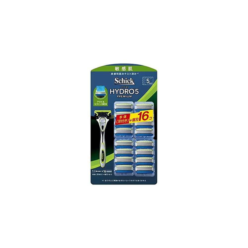Schick Hydro 5 Premium Sensitive Skin Razor, 5-Blade Holder (Blades Included + 15 Replacement Blades)