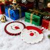 Opakovaně použitelné omyvatelné podtácky na pití Vánoční háčkovaný podtácek, Ručně tkaná podložka pod hrnek, Roztomilý Santa Sněhulák Rustikální Farmhouse Styl Dekorace stolu Perníček