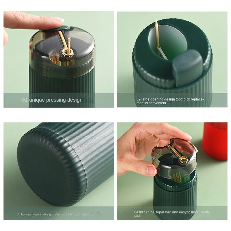 Pop-up Automatic Toothpick Dispenser Portable Plastic Toothpick Holder Container Creative Press  Toothpick Storage Box Organizer