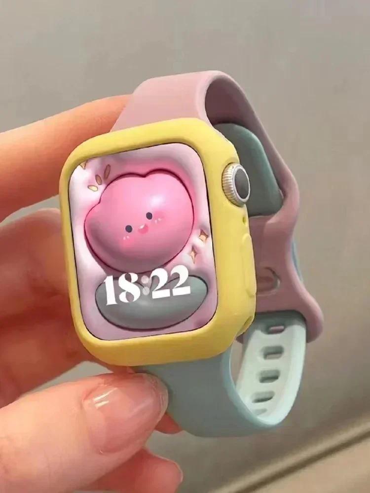 

Силиконовый чехол+Ремешок цвета конфет для Apple Watch Series 10 9 8 7 46 42mm Ремешок SE 6 5 4 44 40mm Нейлоновый ремешок Strap for iwatch Ultra 49mm 40mm series 4 5 6 se