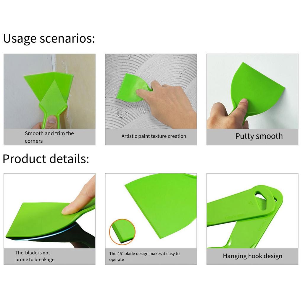 Pack Of 3 Plastic Putty Scraper DIY Texture Pattern Comb and Corner Trowel Tools For Spackling Wallpaper Paint Removal