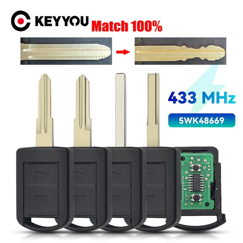 KEYYOU With Cutting Service No Chip Remote Key 433Mhz For Opel Vauxhall Corsa C Combo TIGRA B MERIVA 2001-2004 5WK48668 Car Key
