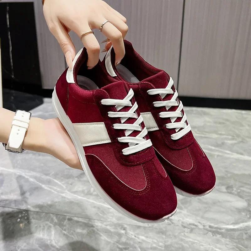 Large Size Women's Sport Running Flat Bottom Shoes White Sneakers Spring Autumn Versatile Rubber Mesh Shoes